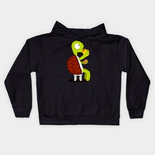 Turtle drinking tea with cookies Kids Hoodie